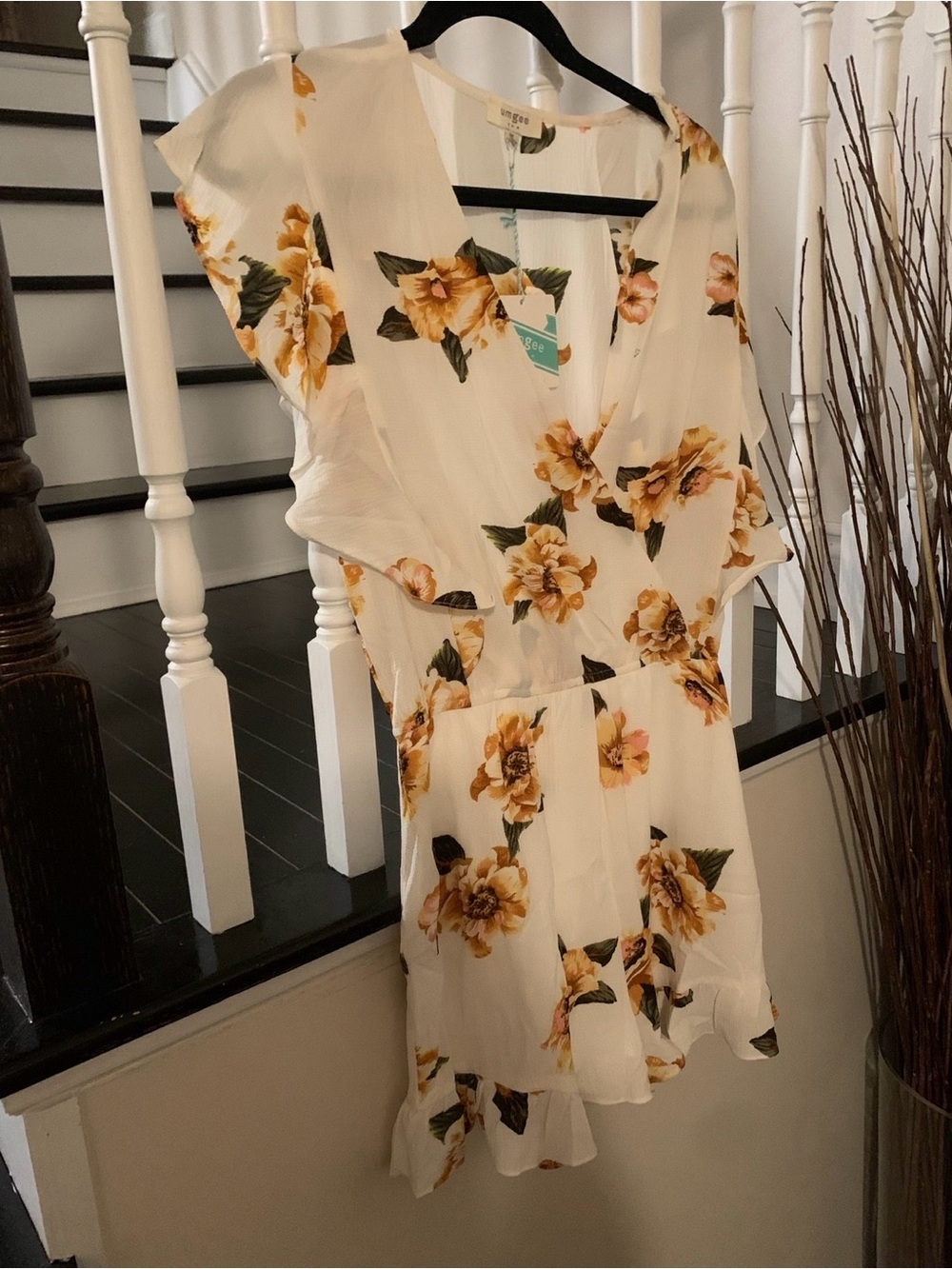 Woven Heart White Floral Romper